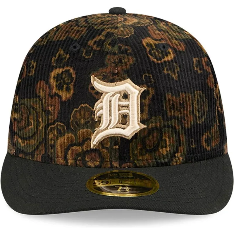 petten-gebogen-zwart-fitted-59fifty-low-profile-floral-cord-three-looms-printed-corduroy-van-detroit-tigers-mlb-van-new-era
