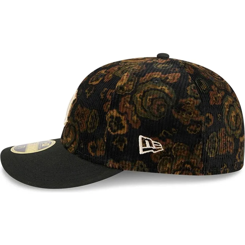 petten-gebogen-zwart-fitted-59fifty-low-profile-floral-cord-three-looms-printed-corduroy-van-detroit-tigers-mlb-van-new-era
