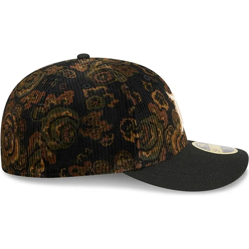petten-gebogen-zwart-fitted-59fifty-low-profile-floral-cord-three-looms-printed-corduroy-van-detroit-tigers-mlb-van-new-era
