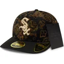 petten-gebogen-zwart-fitted-59fifty-low-profile-floral-cord-three-looms-printed-corduroy-van-chicago-white-sox-mlb-van-new-era