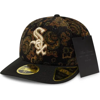 Petten gebogen zwart fitted 59FIFTY Low Profile Floral Cord Three Looms Printed Corduroy van Chicago White Sox MLB van New Era