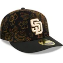 petten-gebogen-zwart-fitted-59fifty-low-profile-floral-cord-three-looms-printed-corduroy-van-san-diego-padres-mlb-van-new-era