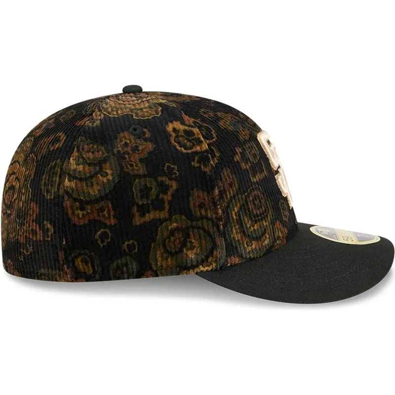 petten-gebogen-zwart-fitted-59fifty-low-profile-floral-cord-three-looms-printed-corduroy-van-san-diego-padres-mlb-van-new-era