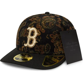 Petten gebogen zwart fitted 59FIFTY Low Profile Floral Cord Three Looms Printed Corduroy van Boston Red Sox MLB van New Era