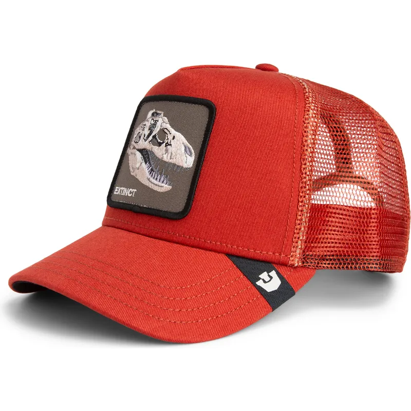 petten-gebogen-rood-snapback-the-extinct-skull-grit-the-farm-van-goorin-bros