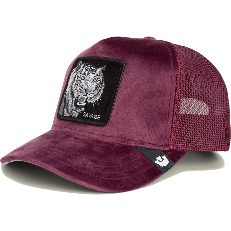 petten-gebogen-rood-snapback-savage-tiger-velour-the-farm-van-goorin-bros