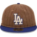 petten-plat-bruin-verstelbaar-9fifty-retro-crown-wool-pinstripe-van-los-angeles-dodgers-mlb-van-new-era
