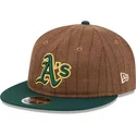 petten-plat-bruin-verstelbaar-9fifty-retro-crown-wool-pinstripe-van-oakland-athletics-mlb-van-new-era