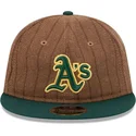 petten-plat-bruin-verstelbaar-9fifty-retro-crown-wool-pinstripe-van-oakland-athletics-mlb-van-new-era