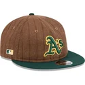 petten-plat-bruin-verstelbaar-9fifty-retro-crown-wool-pinstripe-van-oakland-athletics-mlb-van-new-era