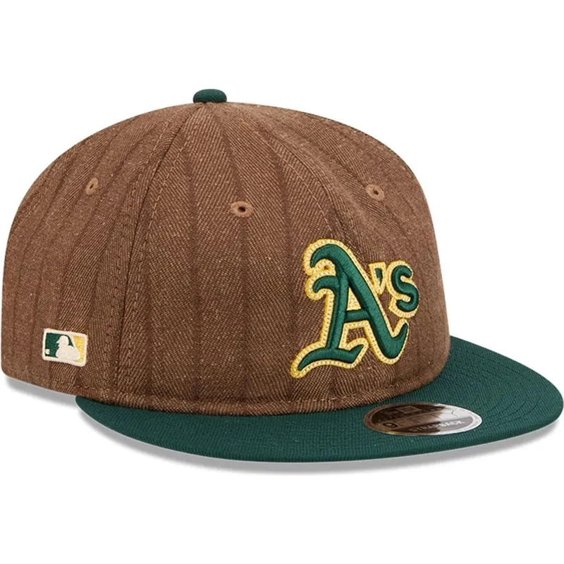 petten-plat-bruin-verstelbaar-9fifty-retro-crown-wool-pinstripe-van-oakland-athletics-mlb-van-new-era