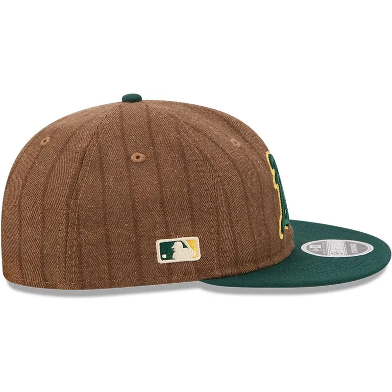 petten-plat-bruin-verstelbaar-9fifty-retro-crown-wool-pinstripe-van-oakland-athletics-mlb-van-new-era