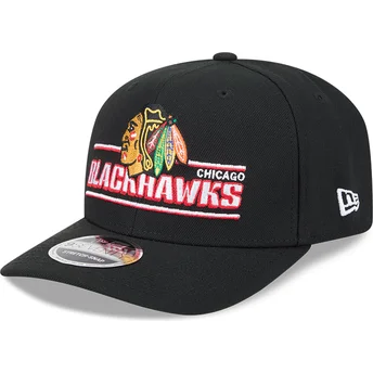 Petten gebogen zwart snapback 9SEVENTY Stretch Snap Stated van Chicago Blackhawks NHL van New Era