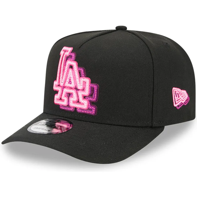petten-gebogen-zwart-snapback-9fifty-a-frame-neon-van-los-angeles-dodgers-mlb-van-new-era