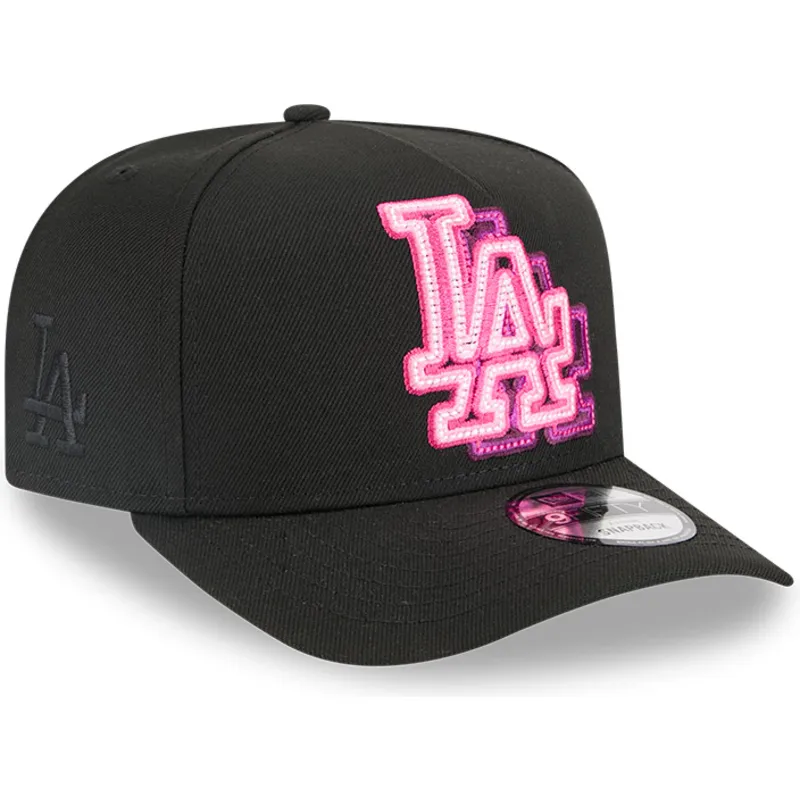 petten-gebogen-zwart-snapback-9fifty-a-frame-neon-van-los-angeles-dodgers-mlb-van-new-era