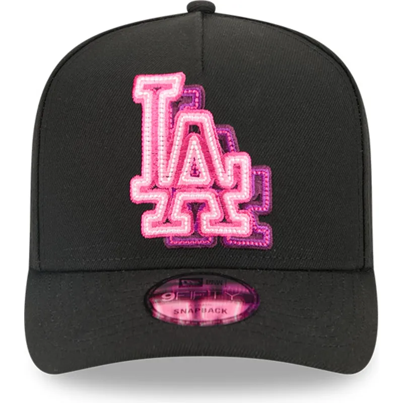 petten-gebogen-zwart-snapback-9fifty-a-frame-neon-van-los-angeles-dodgers-mlb-van-new-era