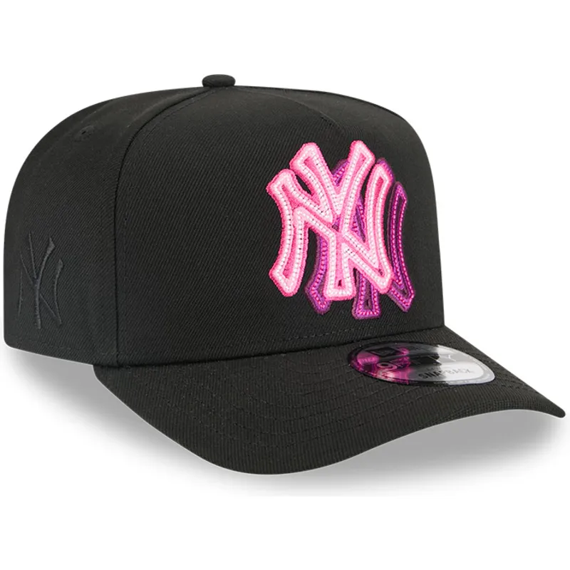 petten-gebogen-zwart-snapback-9fifty-a-frame-neon-van-new-york-yankees-mlb-van-new-era