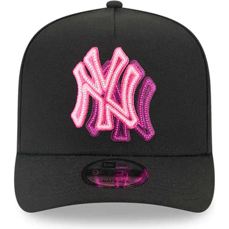 petten-gebogen-zwart-snapback-9fifty-a-frame-neon-van-new-york-yankees-mlb-van-new-era