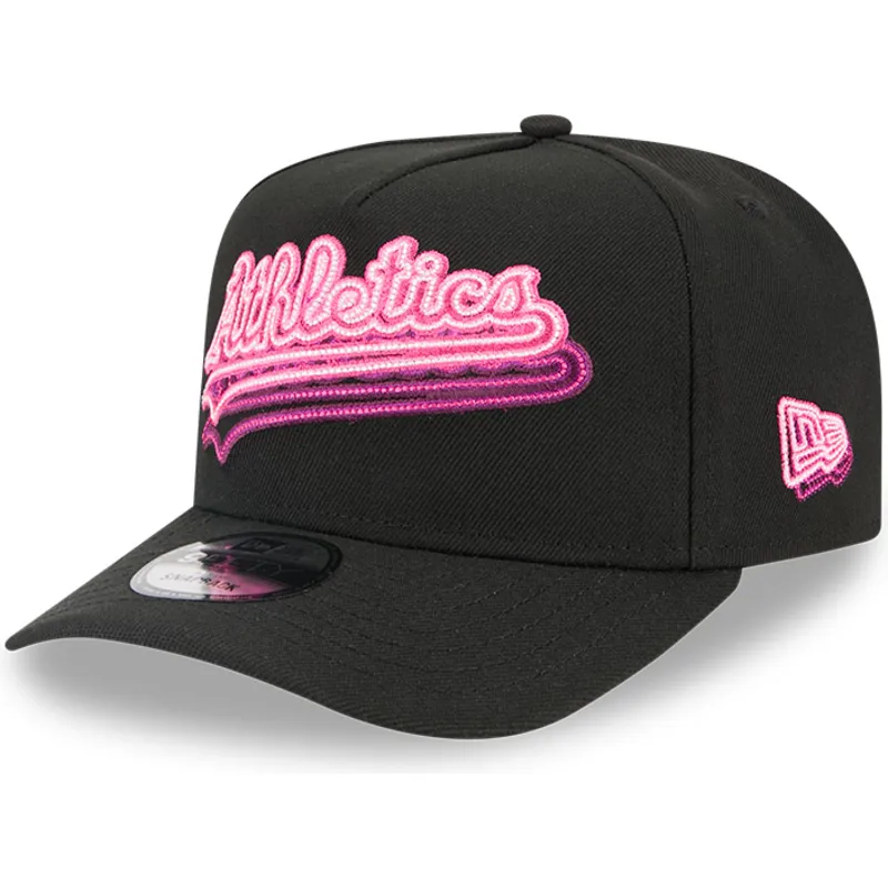 petten-gebogen-zwart-snapback-9fifty-a-frame-neon-van-oakland-athletics-mlb-van-new-era