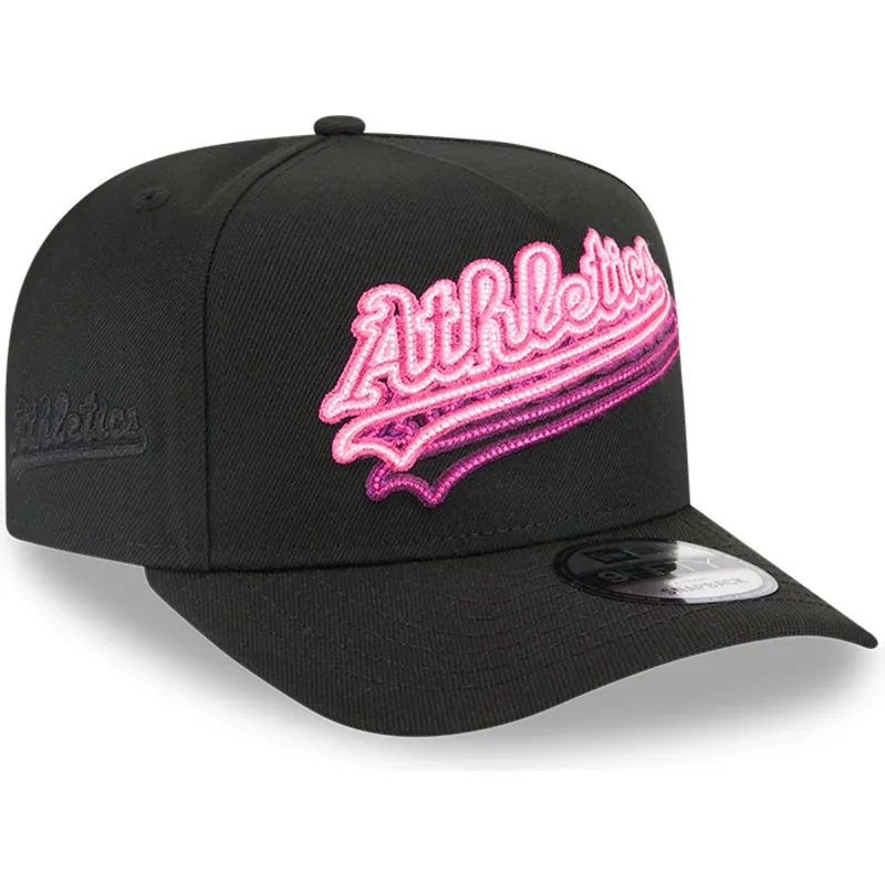 petten-gebogen-zwart-snapback-9fifty-a-frame-neon-van-oakland-athletics-mlb-van-new-era