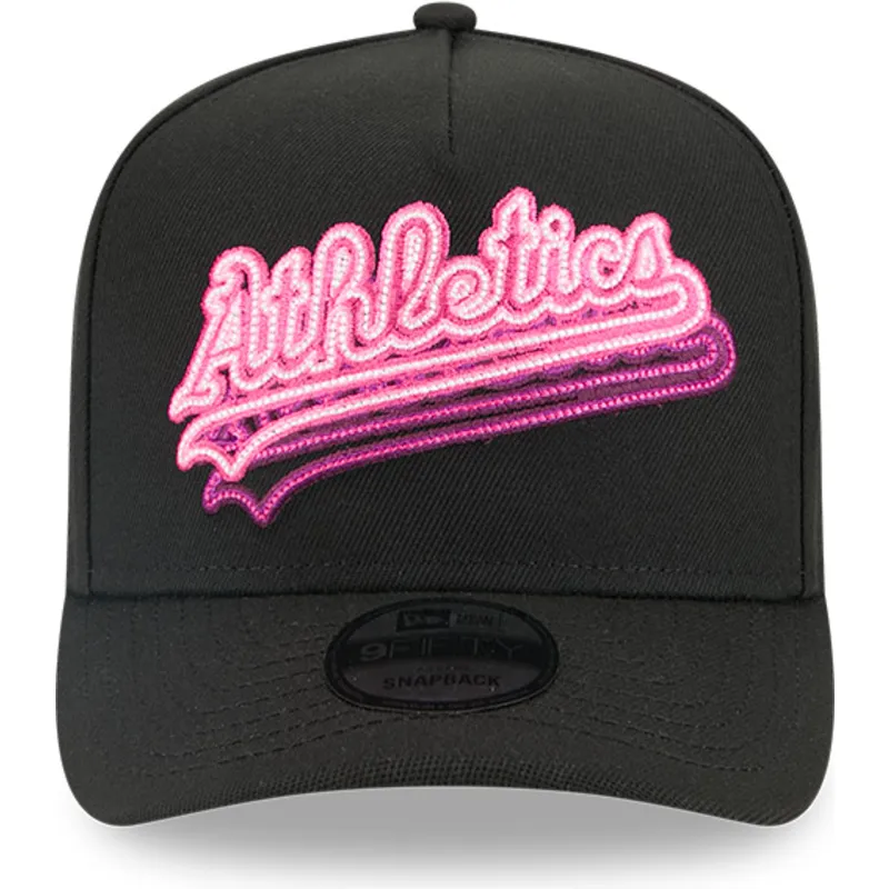 petten-gebogen-zwart-snapback-9fifty-a-frame-neon-van-oakland-athletics-mlb-van-new-era