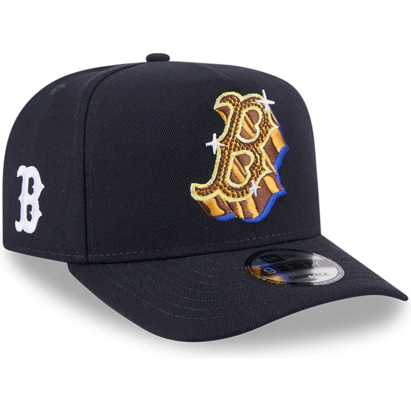 petten-gebogen-marineblauw-snapback-9fifty-a-frame-emblem-van-boston-red-sox-mlb-van-new-era