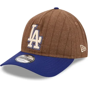 Petten gebogen bruin verstelbaar 9TWENTY A Frame Wool Pinstripe van Los Angeles Dodgers MLB van New Era