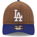 petten-gebogen-bruin-verstelbaar-9twenty-a-frame-wool-pinstripe-van-los-angeles-dodgers-mlb-van-new-era