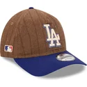 petten-gebogen-bruin-verstelbaar-9twenty-a-frame-wool-pinstripe-van-los-angeles-dodgers-mlb-van-new-era