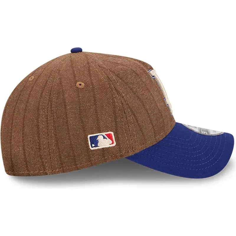 petten-gebogen-bruin-verstelbaar-9twenty-a-frame-wool-pinstripe-van-los-angeles-dodgers-mlb-van-new-era