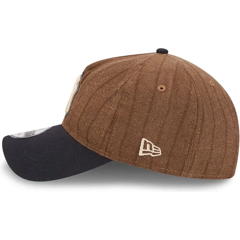 petten-gebogen-bruin-verstelbaar-9twenty-a-frame-wool-pinstripe-van-new-york-yankees-mlb-van-new-era