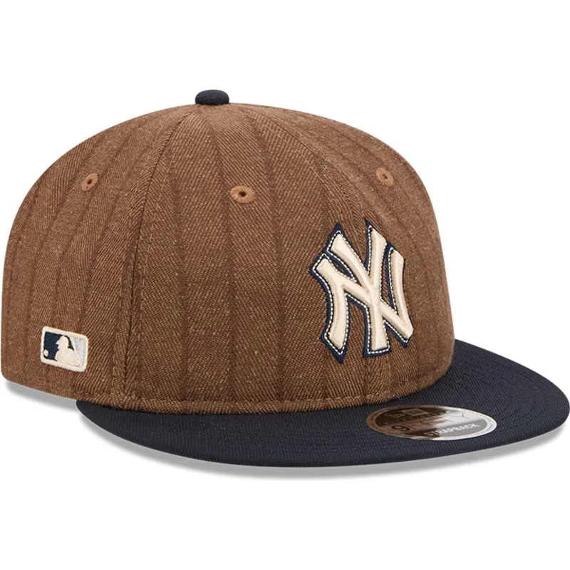 petten-plat-bruin-verstelbaar-9fifty-retro-crown-wool-pinstripe-van-new-york-yankees-mlb-van-new-era