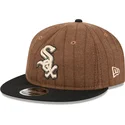 petten-plat-bruin-verstelbaar-9fifty-retro-crown-wool-pinstripe-van-chicago-white-sox-mlb-van-new-era