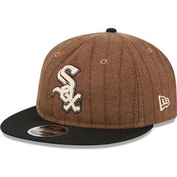 Petten plat bruin verstelbaar 9FIFTY Retro Crown Wool Pinstripe van Chicago White Sox MLB van New Era