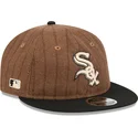 petten-plat-bruin-verstelbaar-9fifty-retro-crown-wool-pinstripe-van-chicago-white-sox-mlb-van-new-era