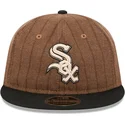 petten-plat-bruin-verstelbaar-9fifty-retro-crown-wool-pinstripe-van-chicago-white-sox-mlb-van-new-era