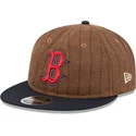 petten-plat-bruin-verstelbaar-9fifty-retro-crown-wool-pinstripe-van-boston-red-sox-mlb-van-new-era