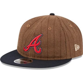 Petten plat bruin verstelbaar 9FIFTY Retro Crown Wool Pinstripe van Atlanta Braves MLB van New Era
