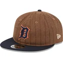 petten-plat-bruin-verstelbaar-9fifty-retro-crown-wool-pinstripe-van-detroit-tigers-mlb-van-new-era