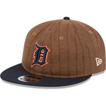 Petten plat bruin verstelbaar 9FIFTY Retro Crown Wool Pinstripe van Detroit Tigers MLB van New Era