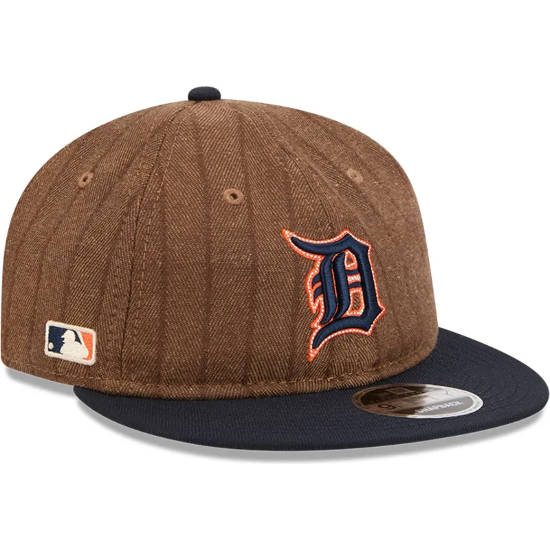 petten-plat-bruin-verstelbaar-9fifty-retro-crown-wool-pinstripe-van-detroit-tigers-mlb-van-new-era