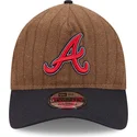 petten-gebogen-bruin-verstelbaar-9twenty-a-frame-wool-pinstripe-van-atlanta-braves-mlb-van-new-era