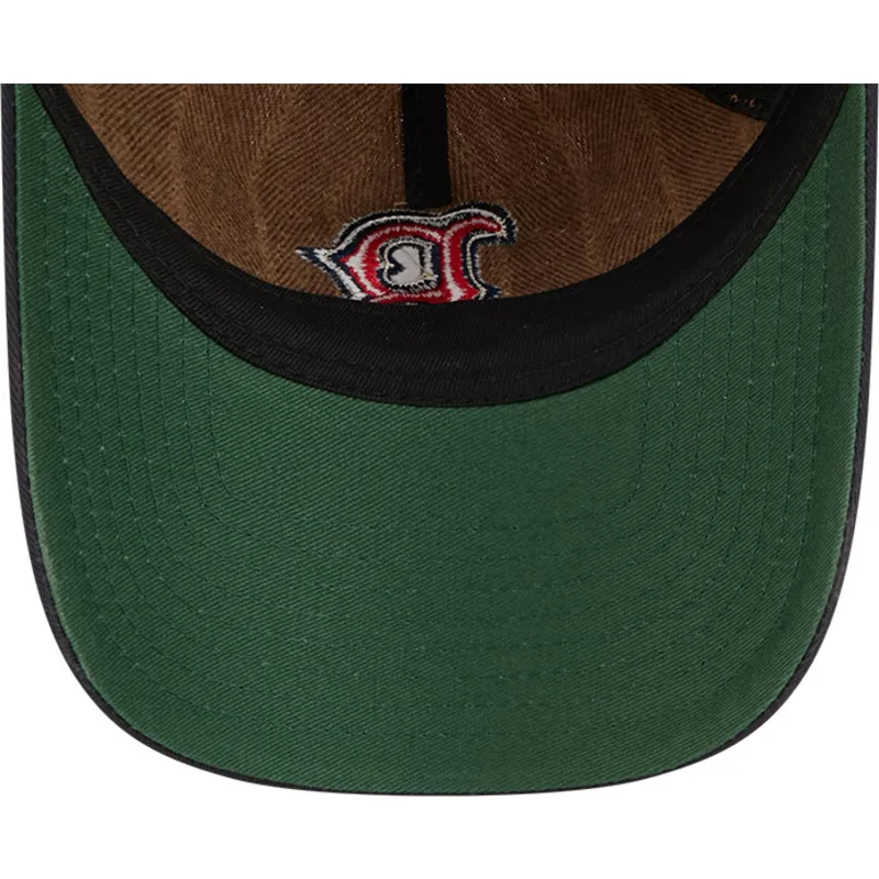 petten-gebogen-bruin-verstelbaar-9twenty-a-frame-wool-pinstripe-van-boston-red-sox-mlb-van-new-era
