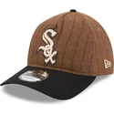 petten-gebogen-bruin-verstelbaar-9twenty-a-frame-wool-pinstripe-van-chicago-white-sox-mlb-van-new-era