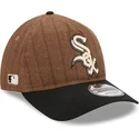 petten-gebogen-bruin-verstelbaar-9twenty-a-frame-wool-pinstripe-van-chicago-white-sox-mlb-van-new-era