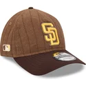 petten-gebogen-bruin-verstelbaar-9twenty-a-frame-wool-pinstripe-van-san-diego-padres-mlb-van-new-era