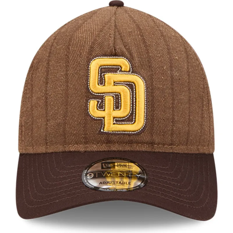 petten-gebogen-bruin-verstelbaar-9twenty-a-frame-wool-pinstripe-van-san-diego-padres-mlb-van-new-era