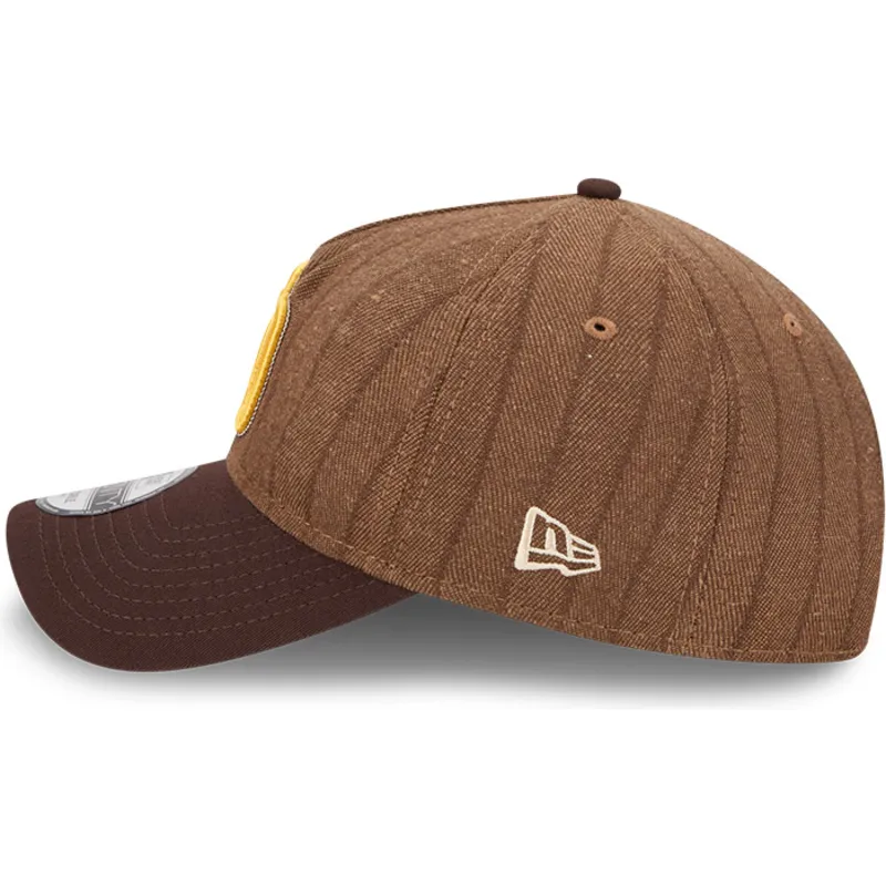 petten-gebogen-bruin-verstelbaar-9twenty-a-frame-wool-pinstripe-van-san-diego-padres-mlb-van-new-era