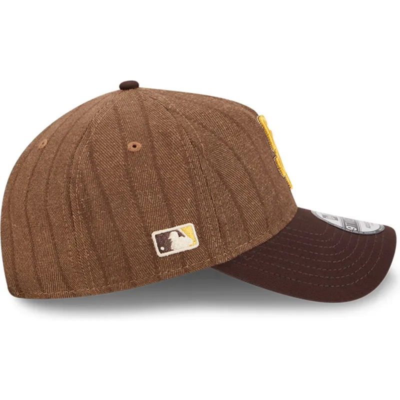 petten-gebogen-bruin-verstelbaar-9twenty-a-frame-wool-pinstripe-van-san-diego-padres-mlb-van-new-era