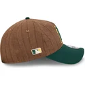 petten-gebogen-bruin-verstelbaar-9twenty-a-frame-wool-pinstripe-van-oakland-athletics-mlb-van-new-era